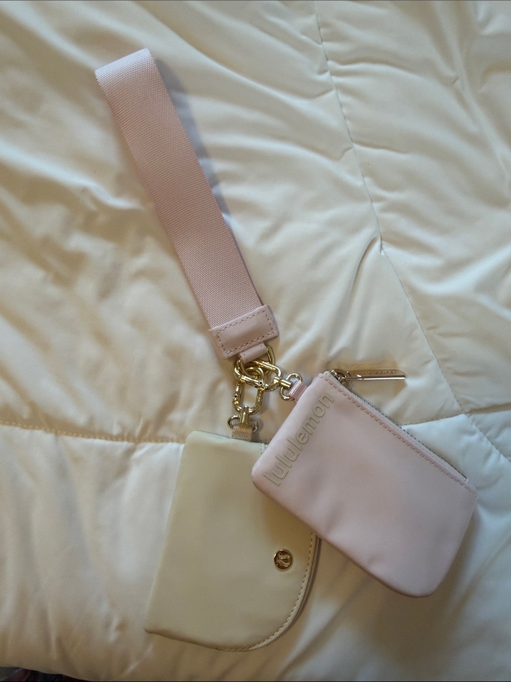 lululemon athletica Pink Wristlet and Cream Card Pouch Set